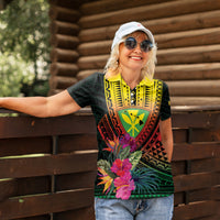 Hawaii Kanaka Maoli Flag Day Women Polo Shirt Tropical Flowers
