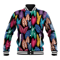 Hawaii Colorful Tropical Leaves Baseball Jacket LT01 Unisex Black - Polynesian Pride