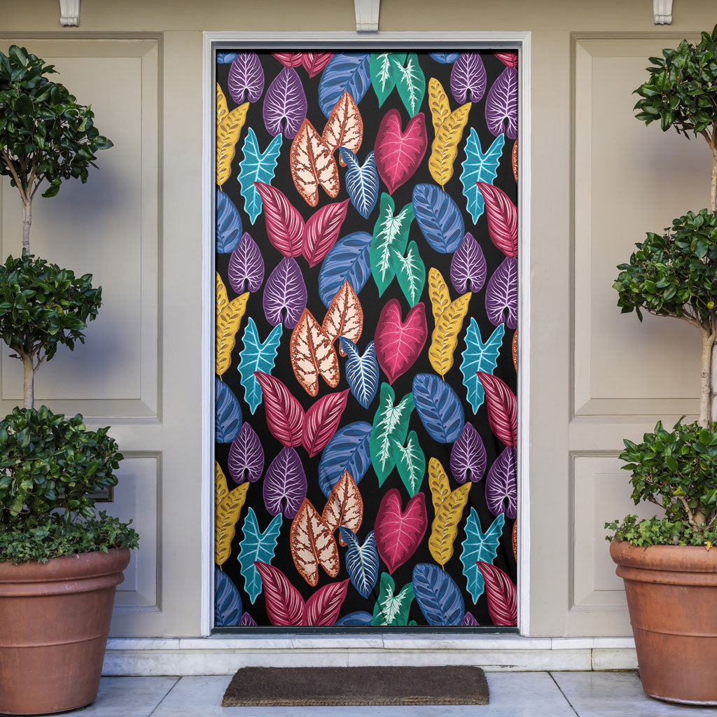 Hawaii Colorful Tropical Leaves Door Cover