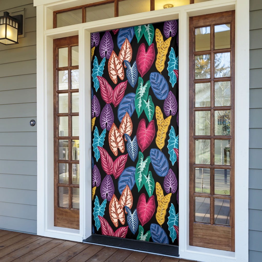 Hawaii Colorful Tropical Leaves Door Cover