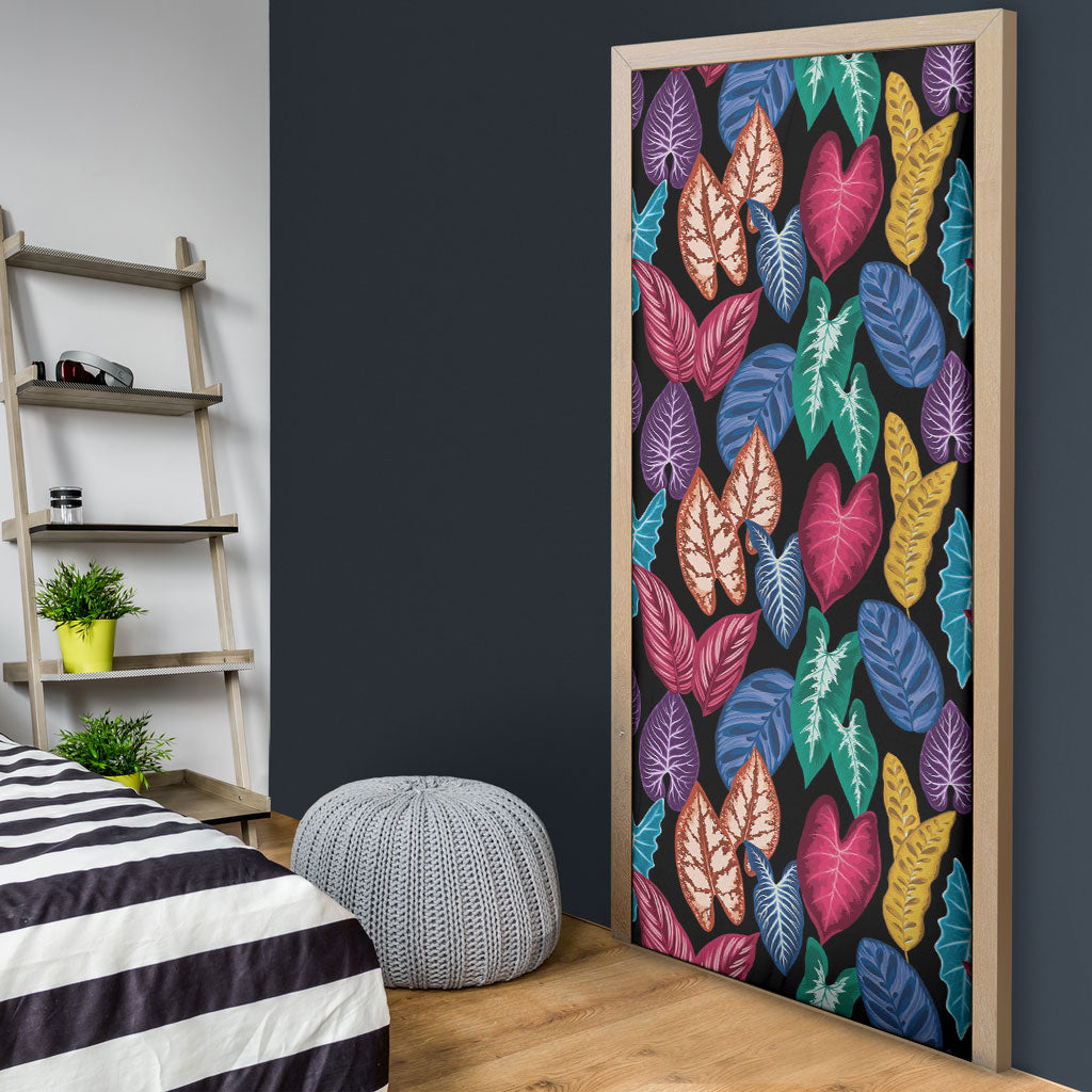 Hawaii Colorful Tropical Leaves Door Cover