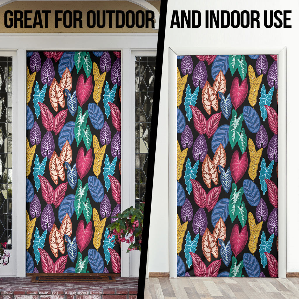 Hawaii Colorful Tropical Leaves Door Cover