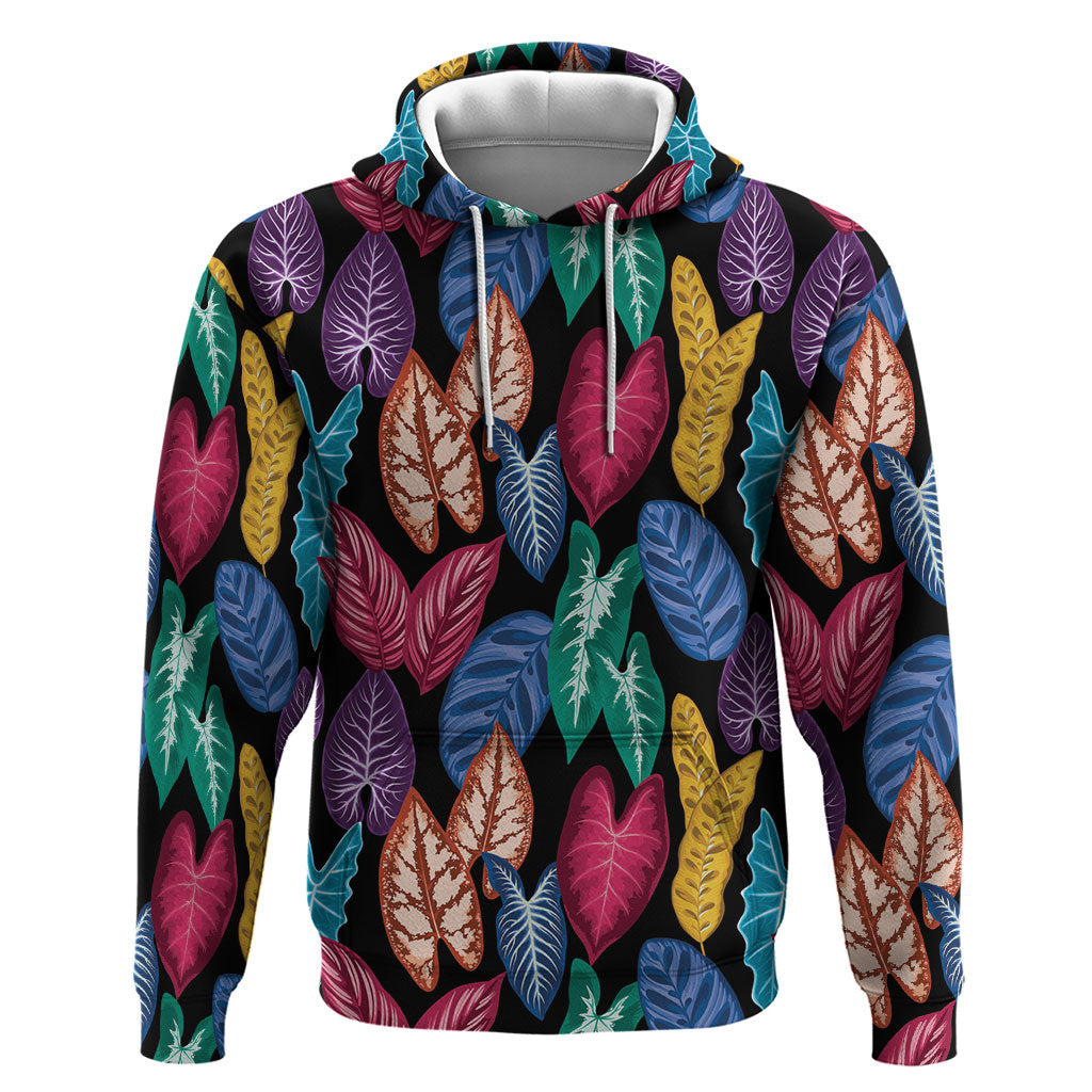 Hawaii Colorful Tropical Leaves Hoodie LT01 Pullover Hoodie Black - Polynesian Pride