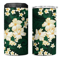Hawaii Hibiscus Plumeria Green 4 in 1 Can Cooler Tumbler Polynesian Pattern LT01 One Size: 16 oz Green - Polynesian Pride