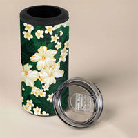 Hawaii Hibiscus Plumeria Green 4 in 1 Can Cooler Tumbler Polynesian Pattern LT01 - Polynesian Pride