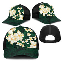 Hawaii Hibiscus Plumeria Green Mesh Trucker Cap Polynesian Pattern LT01 - Polynesian Pride