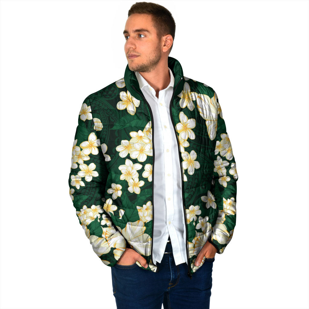 Hawaii Hibiscus Plumeria Green Padded Jacket Polynesian Pattern LT01 - Polynesian Pride