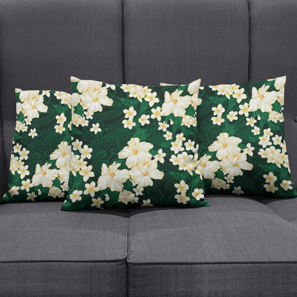 Hawaii Hibiscus Plumeria Green Pillow Cover Polynesian Pattern LT01 - Polynesian Pride