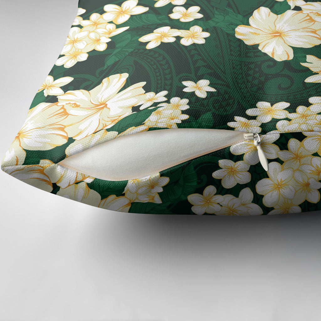 Hawaii Hibiscus Plumeria Green Pillow Cover Polynesian Pattern LT01 - Polynesian Pride
