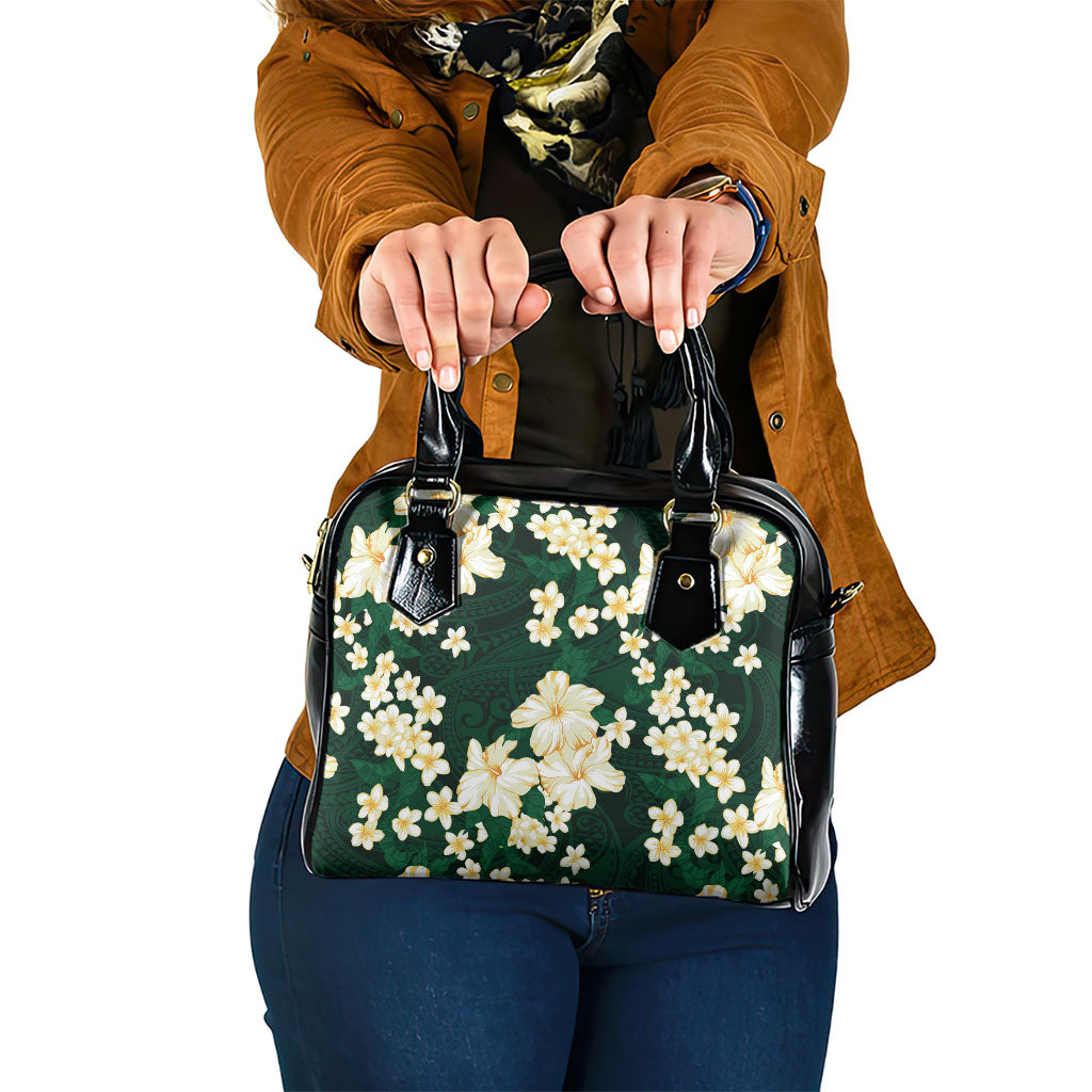 Hawaii Hibiscus Plumeria Green Shoulder Handbag Polynesian Pattern LT01 One Size Green - Polynesian Pride