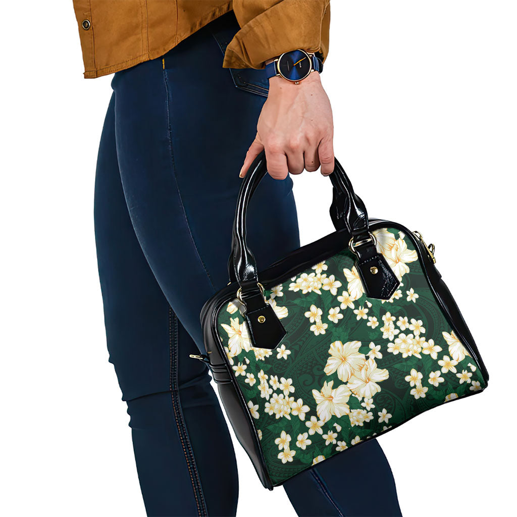 Hawaii Hibiscus Plumeria Green Shoulder Handbag Polynesian Pattern LT01 - Polynesian Pride