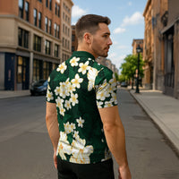 Hawaii Hibiscus Plumeria Green Zipper Polo Shirt Polynesian Pattern LT01 - Polynesian Pride