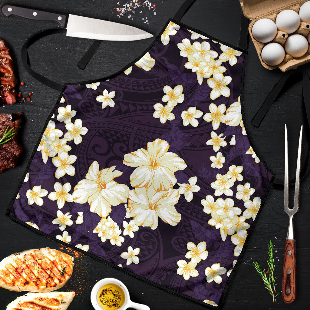 Hawaii Hibiscus Plumeria Purple Apron Polynesian Pattern LT01 Purple - Polynesian Pride