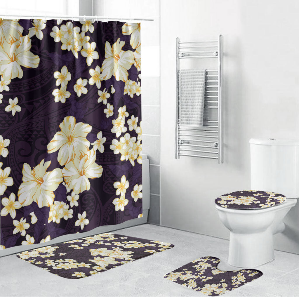 Hawaii Hibiscus Plumeria Purple Bathroom Set Polynesian Pattern LT01 Bathroom Set (4 pcs) Purple - Polynesian Pride