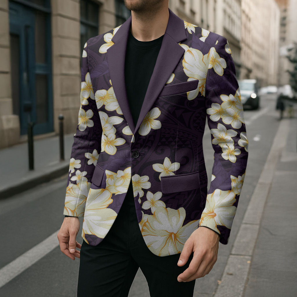 Hawaii Hibiscus Plumeria Purple Blazer Polynesian Pattern LT01 - Polynesian Pride