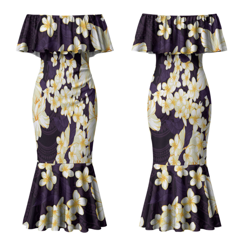 Hawaii Hibiscus Plumeria Purple Couples Matching Mermaid Dress and Hawaiian Shirt Polynesian Pattern LT01 - Polynesian Pride