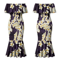 Hawaii Hibiscus Plumeria Purple Couples Matching Mermaid Dress and Hawaiian Shirt Polynesian Pattern LT01 - Polynesian Pride