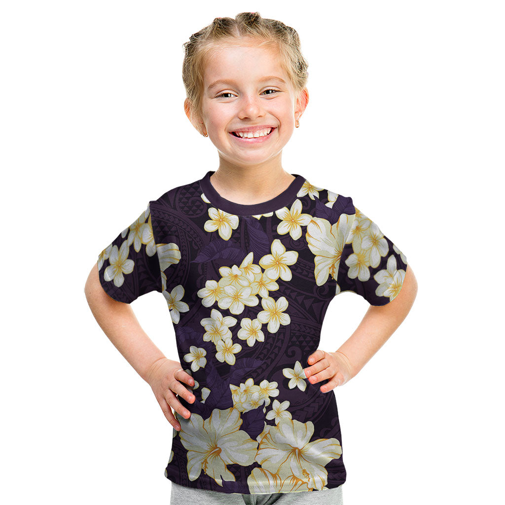 Hawaii Hibiscus Plumeria Purple Kid T Shirt Polynesian Pattern LT01 Purple - Polynesian Pride
