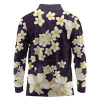 Hawaii Hibiscus Plumeria Purple Long Sleeve Polo Shirt Polynesian Pattern LT01 - Polynesian Pride