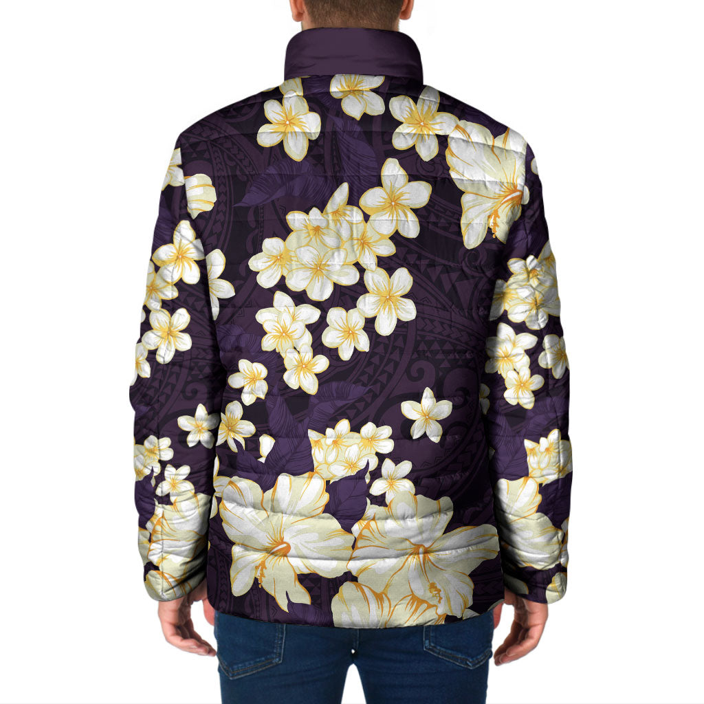 Hawaii Hibiscus Plumeria Purple Padded Jacket Polynesian Pattern LT01 - Polynesian Pride