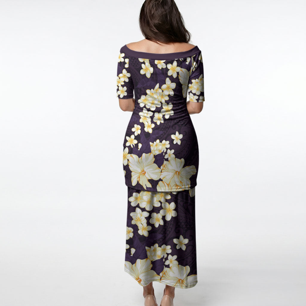 Hawaii Hibiscus Plumeria Purple Puletasi Polynesian Pattern LT01 - Polynesian Pride