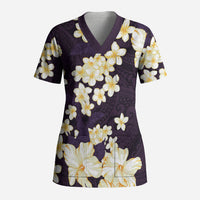Hawaii Hibiscus Plumeria Purple Scrub Top Polynesian Pattern LT01 Adult Purple - Polynesian Pride