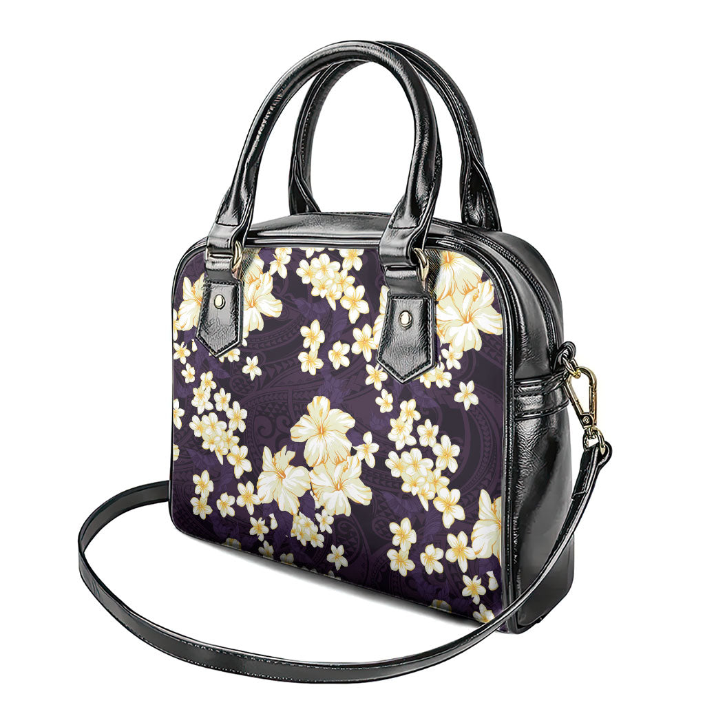 Hawaii Hibiscus Plumeria Purple Shoulder Handbag Polynesian Pattern LT01 - Polynesian Pride
