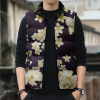 Hawaii Hibiscus Plumeria Purple Sleeveless Puffer Jacket Polynesian Pattern LT01 - Polynesian Pride