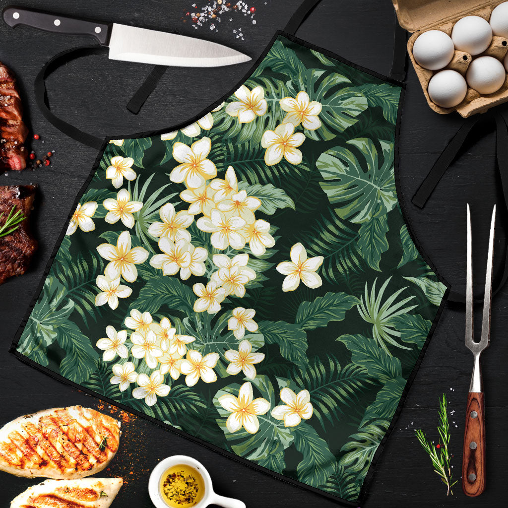 Hawaii Plumeria Tropical Leaves Apron Monstera Calathea Palm Fronds LT01 Green - Polynesian Pride