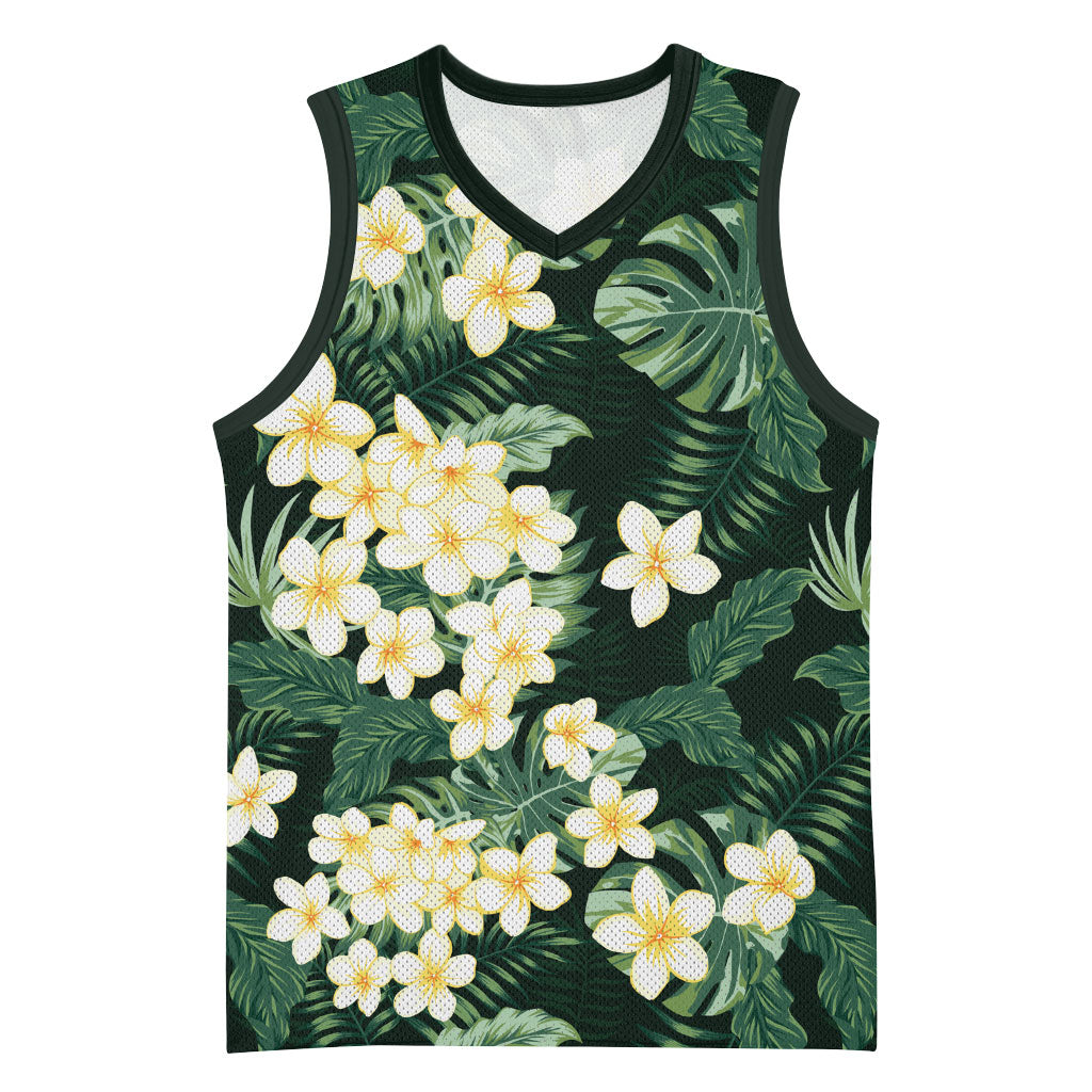 Hawaii Plumeria Tropical Leaves Basketball Jersey Monstera Calathea Palm Fronds LT01 Unisex Green - Polynesian Pride