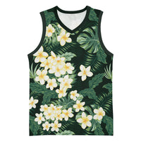 Hawaii Plumeria Tropical Leaves Basketball Jersey Monstera Calathea Palm Fronds LT01 Unisex Green - Polynesian Pride