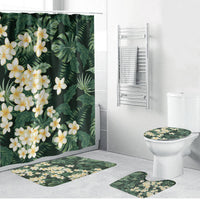 Hawaii Plumeria Tropical Leaves Bathroom Set Monstera Calathea Palm Fronds LT01 Bathroom Set (4 pcs) Green - Polynesian Pride