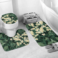 Hawaii Plumeria Tropical Leaves Bathroom Set Monstera Calathea Palm Fronds LT01 Mat Set Only (3 pcs) One Size Green - Polynesian Pride