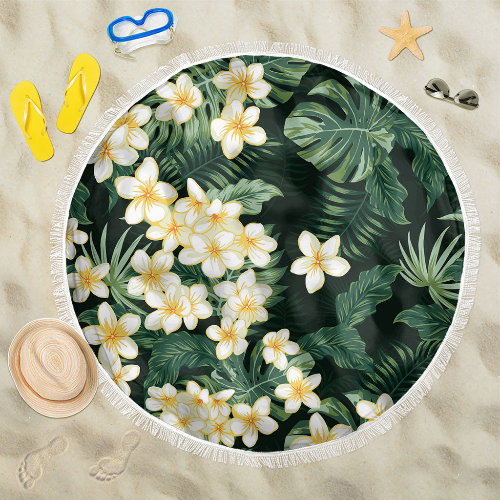 Hawaii Plumeria Tropical Leaves Beach Blanket Monstera Calathea Palm Fronds LT01 One Size 150cm Green - Polynesian Pride
