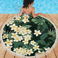 Hawaii Plumeria Tropical Leaves Beach Blanket Monstera Calathea Palm Fronds LT01 - Polynesian Pride