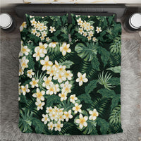 Hawaii Plumeria Tropical Leaves Bedding Set Monstera Calathea Palm Fronds LT01 Green - Polynesian Pride