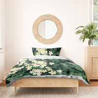 Hawaii Plumeria Tropical Leaves Bedding Set Monstera Calathea Palm Fronds LT01 - Polynesian Pride