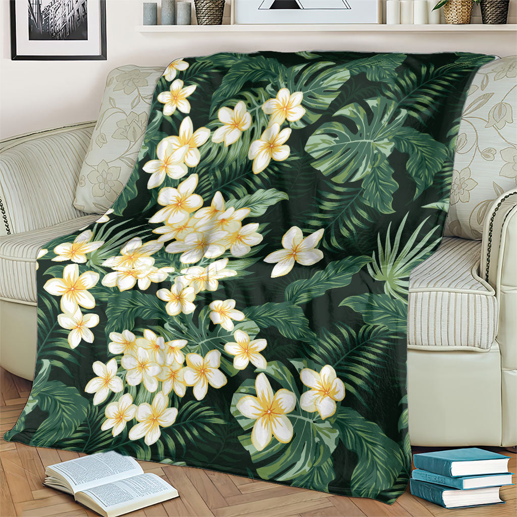Hawaii Plumeria Tropical Leaves Blanket Monstera Calathea Palm Fronds LT01 - Polynesian Pride