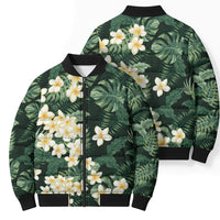 Hawaii Plumeria Tropical Leaves Bomber Puffer Jacket Monstera Calathea Palm Fronds LT01 - Polynesian Pride