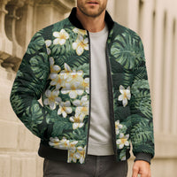 Hawaii Plumeria Tropical Leaves Bomber Puffer Jacket Monstera Calathea Palm Fronds LT01 - Polynesian Pride