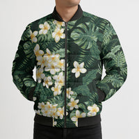 Hawaii Plumeria Tropical Leaves Bomber Puffer Jacket Monstera Calathea Palm Fronds LT01 - Polynesian Pride