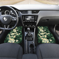 Hawaii Plumeria Tropical Leaves Car Mats Monstera Calathea Palm Fronds LT01 Set 2pcs - Front Green - Polynesian Pride