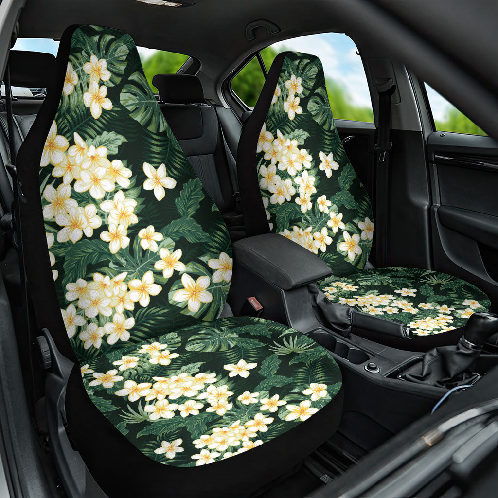 Hawaii Plumeria Tropical Leaves Car Seat Cover Monstera Calathea Palm Fronds LT01 One Size Green - Polynesian Pride
