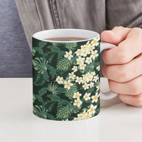 Hawaii Plumeria Tropical Leaves Ceramic Mug Monstera Calathea Palm Fronds LT01 - Polynesian Pride