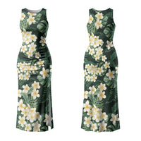 Hawaii Plumeria Tropical Leaves Couples Matching Tank Maxi Dress and Long Sleeve Button Shirt Monstera Calathea Palm Fronds LT01 - Polynesian Pride