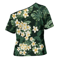 Hawaii Plumeria Tropical Leaves Cross Shoulder Shirt Monstera Calathea Palm Fronds LT01 - Polynesian Pride