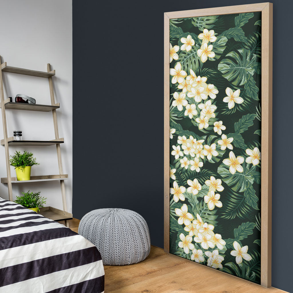 Hawaii Plumeria Tropical Leaves Door Cover Monstera Calathea Palm Fronds LT01 - Polynesian Pride