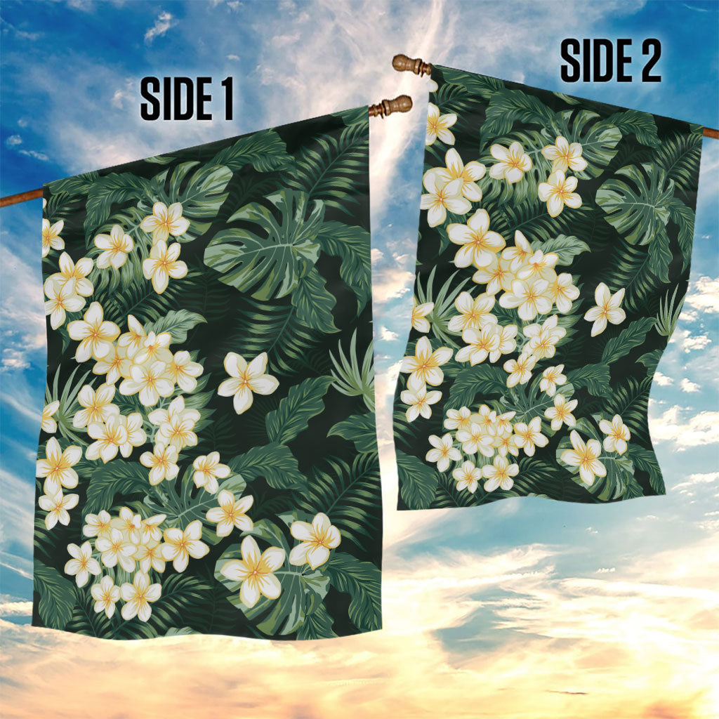 Hawaii Plumeria Tropical Leaves Garden Flag Monstera Calathea Palm Fronds LT01 - Polynesian Pride