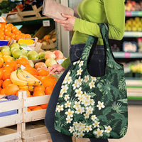 Hawaii Plumeria Tropical Leaves Grocery Bag Monstera Calathea Palm Fronds LT01 - Polynesian Pride