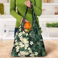 Hawaii Plumeria Tropical Leaves Grocery Bag Monstera Calathea Palm Fronds LT01 - Polynesian Pride